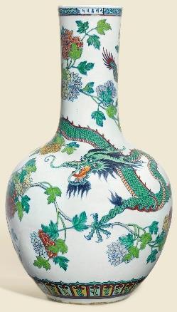 One of the rarest and most sought-after jade colours is that of an elegant twin-handled Qianlong period vase which is of a soft yellow tone (estimate: 150,000 250,000, illustrated right).