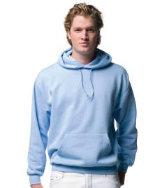 575M Jerzees Colours Hooded Sweatshirt 50% combed ringspun cotton/ 50% polyester. Tubular body. Drop shoulder style. Taped back neck. Double thickness hood with topstitch detail.