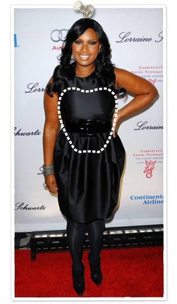 Apple body shape Apple-shaped celebs: Drew Barrymore, Queen Latifah, Eva Longoria, Jennifer Hudson Apple body traits: Most of your weight accumulates above the hips, which are narrow.