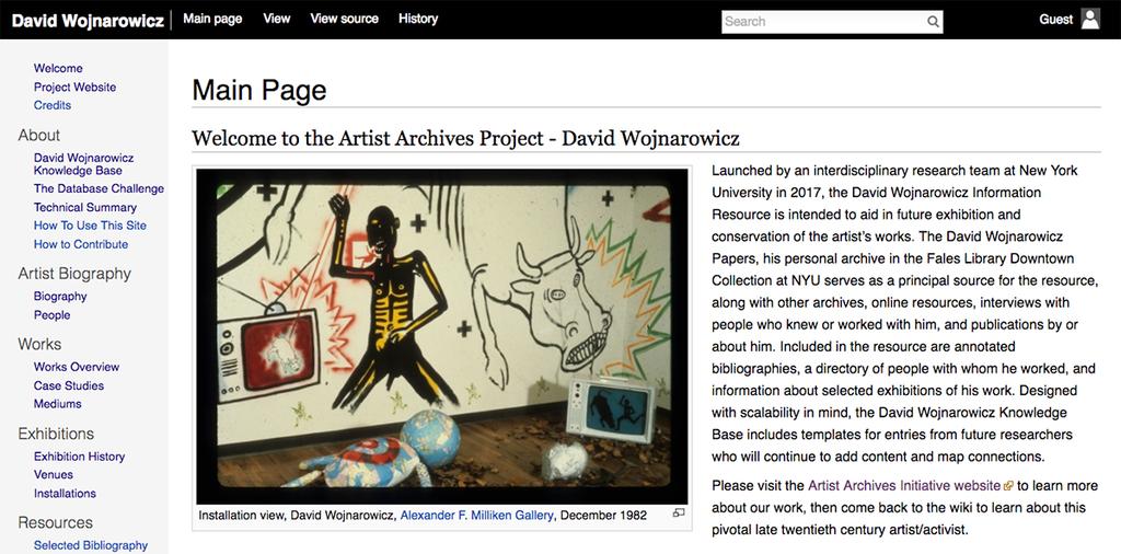 Welcome page for the David Wojnarowicz Knowledge Base Wharton: It s been really exciting working across disciplines to develop the David Wojnarowicz Knowledge Base.