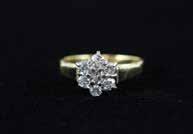 J1 18ct 15stone Diamond Marquise Cluster Ring claw pave set with early brilliant cut diamonds