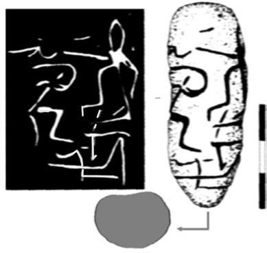 4: a) Tablet 1.1; b) negative on wax; c) the tree reconstruction. c Fig. VIIC.4d-e. Vitănești Măgura, seated character, after R. Andreescu 2009. Sign 1. Figure on throne.