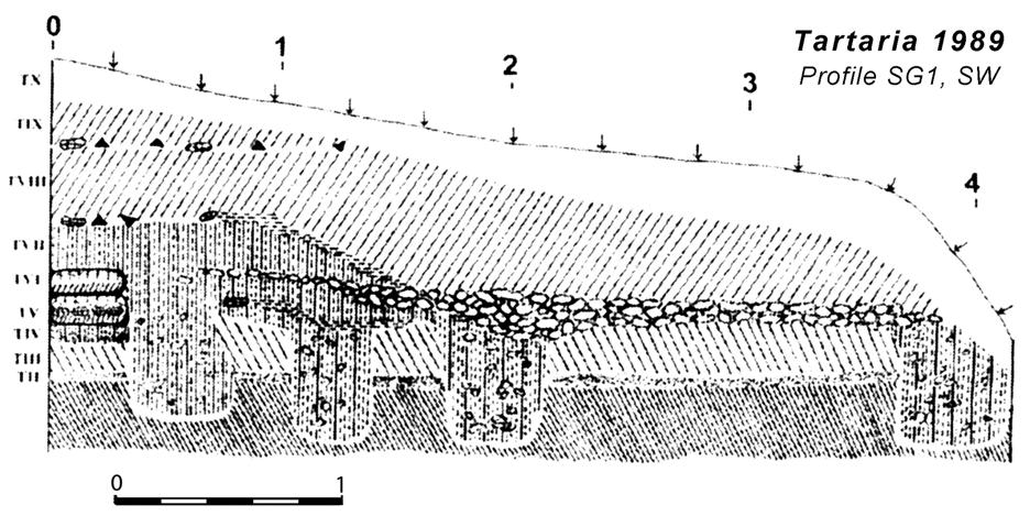 42 CHAPTER II Fig. II.31. Profile (gradient SG1) in the area of N. Vlassa s Surface G, after I. Paul 2007. Fig. II.32. I. Paul s profile with houses postholes.