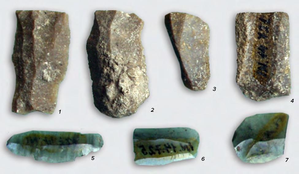 98 CHAPTER V A scraper shaped as a T (fig. V.1b), with encoches, used for making arrows has been discovered in N. Vlassa s Surface G, at 0.80 m.