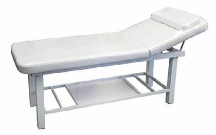 Facial/ Massage Bed AA188 $315 Fixed height treatment bed, PU-leather upholstery. Potential storage underneath to keep towels or larger accessories within the working space. Adjustable head rest.