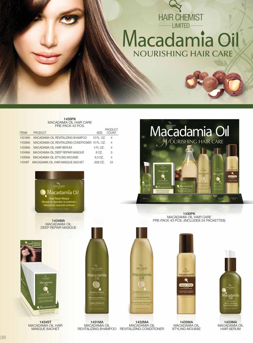 Macadamia Oil Hair Care 1430PK $550 Pre-pack 44pcs,