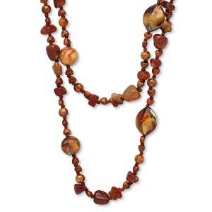 #AFMN605 Smoky quartz chip bead necklace,