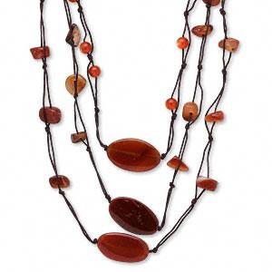 double-strand, red agate (dyed/heated) and