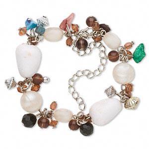 #AFMN615 Bracelet, acrylic/shell (dyed), steel, nickelnickel-plated,