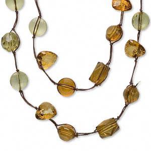 Necklace, cord and acrylic, goldenrod, 20-22mm, 22mm,