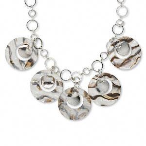 #AFMN572 Necklace, acrylic and organza ribbon, brown/amber,