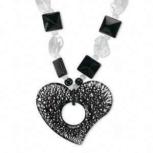 inches #AFMN579 Necklace, glass and imitation rhodium,