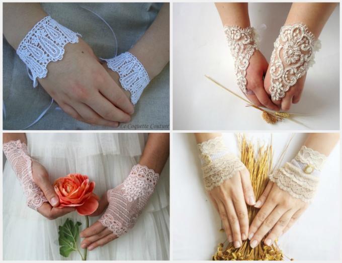 Bridal wedding gloves with paisley