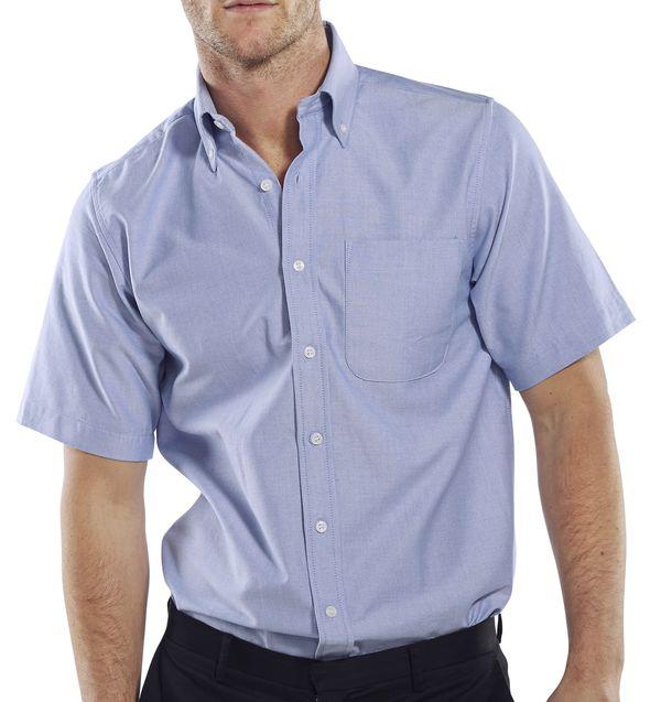 OXFORD SHIRT SHORT SLEEVE OXSSS 70% cotton/30% polyester. Easy care fabric.
