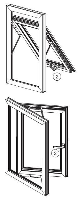Out-Swing Window The sashs of out-swing windows may open vertically as well as horizontally, according to the chosen accessory.