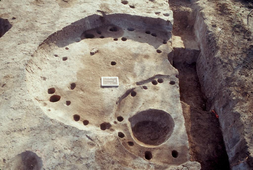 Feature Descriptions 4.23 metate fragments. The two fire-cracked metate fragments were part of the same metate and were located on opposite sides of the structure.