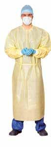Protective gowns Isolation gowns Optimia AAMI Level 2, with knitted cuffs REF 2706 Yellow, lenght 115 cm, M REF 2707 Yellow, lenght 135