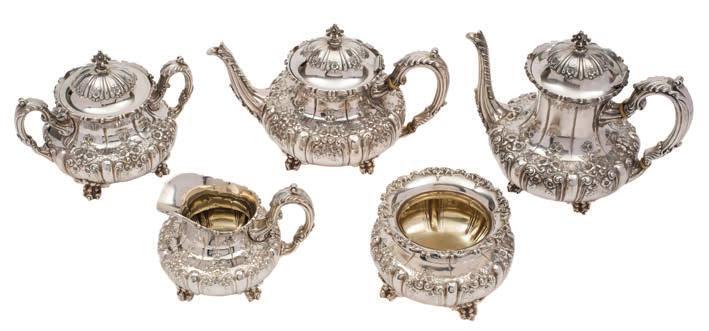 147 147 An American five-piece sterling silver tea and coffee service, stamped J D Caldwell & Co, Philadelphia, 925.