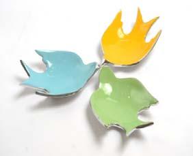 Festive bright enamel birds are the ever perfect gift for