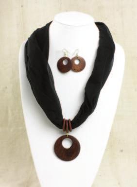 90 Wood Jeweled Scarf-Necklace &
