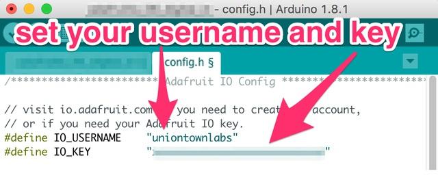 Arduino Network Config To configure the network settings, click on the config.h tab in the sketch.