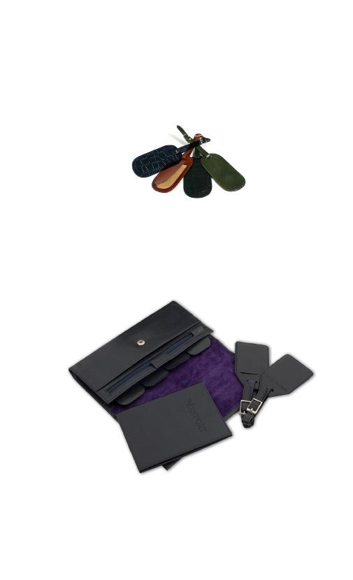 LUGGAGE LABELS - Travel quality leather luggage tags with a leather fold on the front that conceals your ID card.