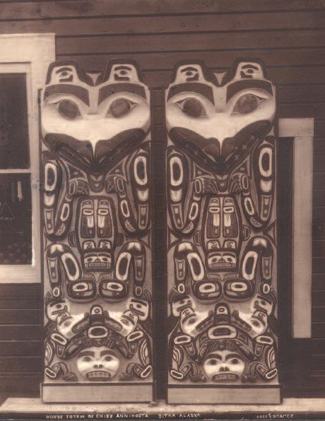 Multiplying Wolf Posts of Chief Anaaxoots, Sitka, 1904.