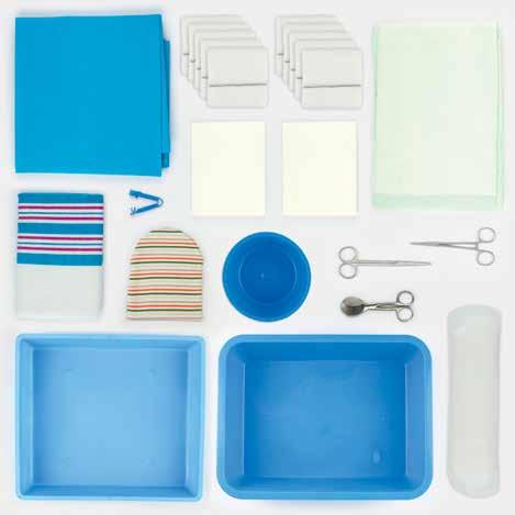 Basic delivery Pack (K62/84008) Premier delivery Pack (K62/84009) 2 Maternity pad 2 Swab gauze 10 x 10cm XR 32ply 5 tie 1 Kidney dish 800ml + pouring spout 2 Clamp towel 70mm 1