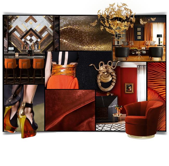 Flamboyant and vivacious, this orange-red hue is great for brightening up darker spaces or adding a fiery pop of color.