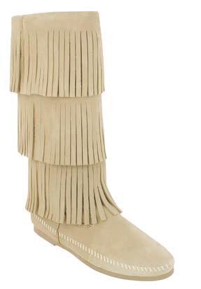 Women s VENICE Minnetonka s classic suede and fringe with a sporty twist. Cotton lace, fully padded insole and a new athletic inspired sole. In-stock.