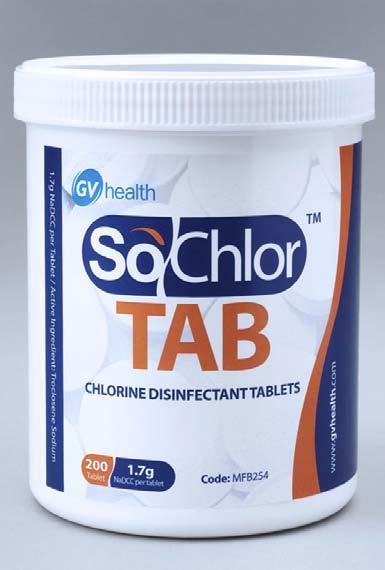 MFB254 Manufacturers Product Code: S325TB200 SoChlor Tabs chlorine tablets - Environmental disinfection Chlorine releasing tablets (200 x 1.7g).