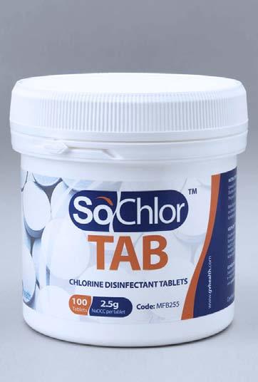 MFB255 Manufacturers Product Code: S472TB100 SoChlor Tabs chlorine tablets - Environmental disinfection Chlorine releasing tablets (100 x 2.5g).