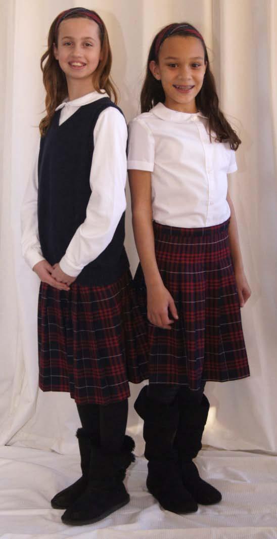 4-6 Girls Everyday Uniform French Toast Peter Pan Blouse either short or long sleeved OR Lands End * Peter Pan Knit Top either short or long sleeved Lands End Plaid Pleated Skirt (at the knee or