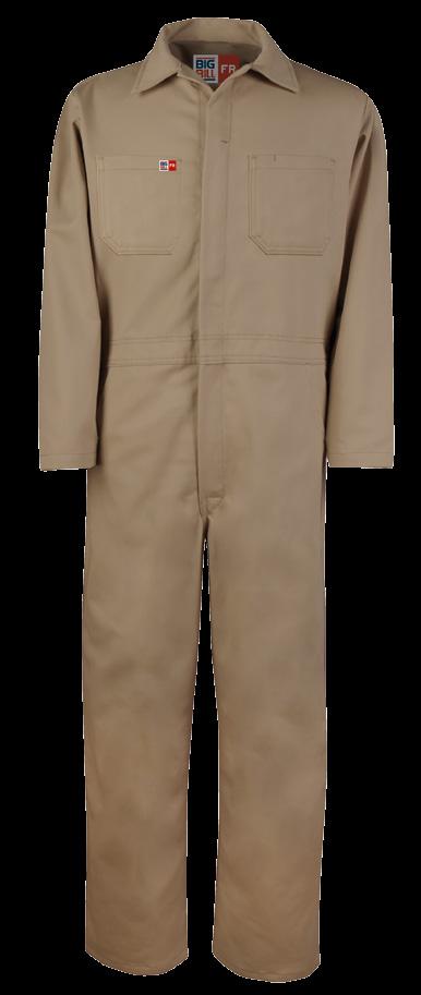 UNLINED CONTRACTOR COVERALL AVAILABLE IN 2 COLORS & 2 FABRICS 2 HIDDEN SNAPS FRONT CLOSURE ON COLLAR / TWO-WAY CONCEALED NOMEX