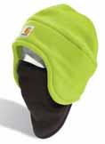 Orange REGULAR High-Visibility Color Enhanced Fleece 2-in-1 Hat 100795 100% polyester Fleece hat with pull-down face mask for warmth Carhartt logo sewn on front 824 100795-323/Brite Lime