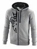 Hood and draw-strings in contrasting colours. Garment washed for extra comfort. Classic zip hoodie with half-griffin print and cania embroidery on chest. Hood and draw-strings in contrasting colours.