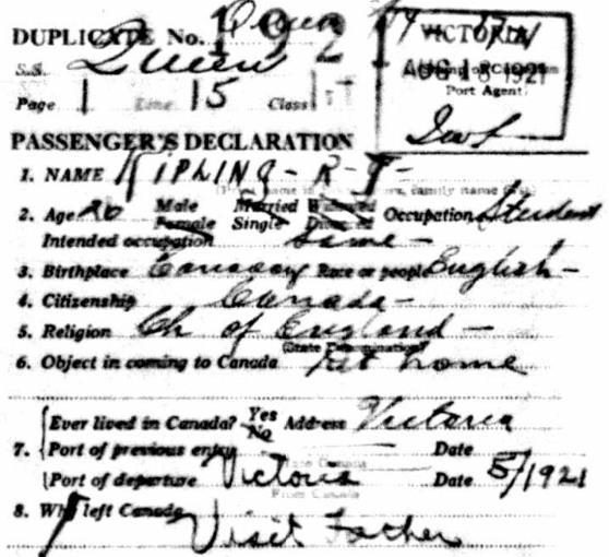 family, was an engineer and the whole family (Thomas, Emily, Ruth and second daughter Mildred) were in Glendale, California, at the time of the 1920 US census.