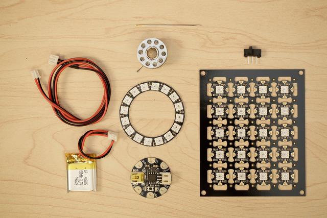 Parts & Components Most of the tools parts and supplies are available in our shop. Gemma (https://adafru.it/dub) NeoPixels (http://adafru.it/1559) NeoPixel Ring 16x (https://adafru.