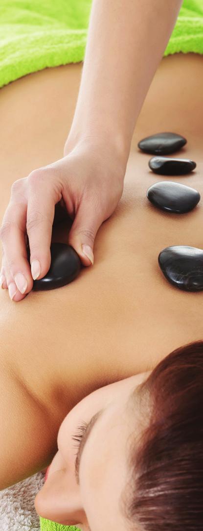 Stone Therapy Massage Using hot basalt, volcanic stones to deeply relax and detoxify, combined with skin brushing and aromatic oils. Full Body - 60 mins 40.00 Back and Shoulders - 30 mins 29.