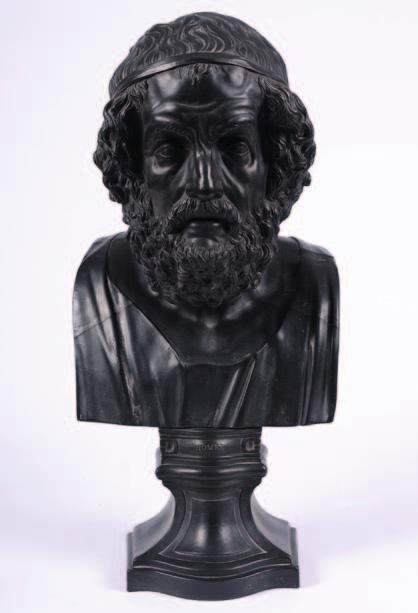 603. A large Wedgwood black basalt library bust of Homer modelled after the original by William Hackwood the elderly