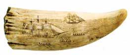 *81. SCRIMSHAW TOOTH WITH PANORAMIC WHALING SCENE.