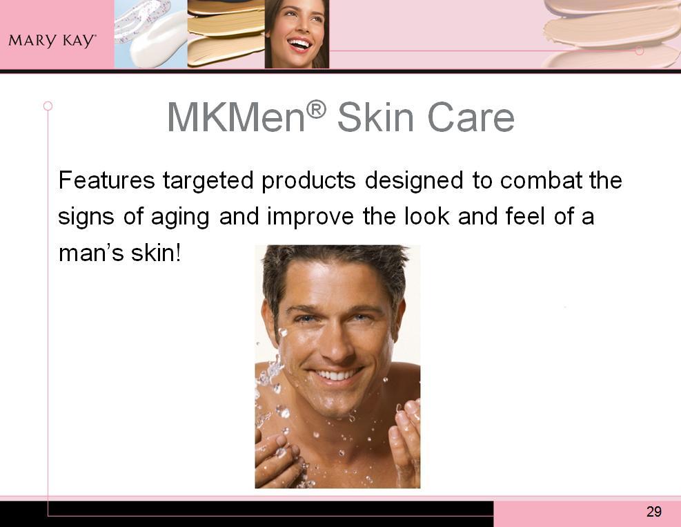The MKMen product line features targeted products designed to combat the signs of aging and improve the look and feel of a man s skin!