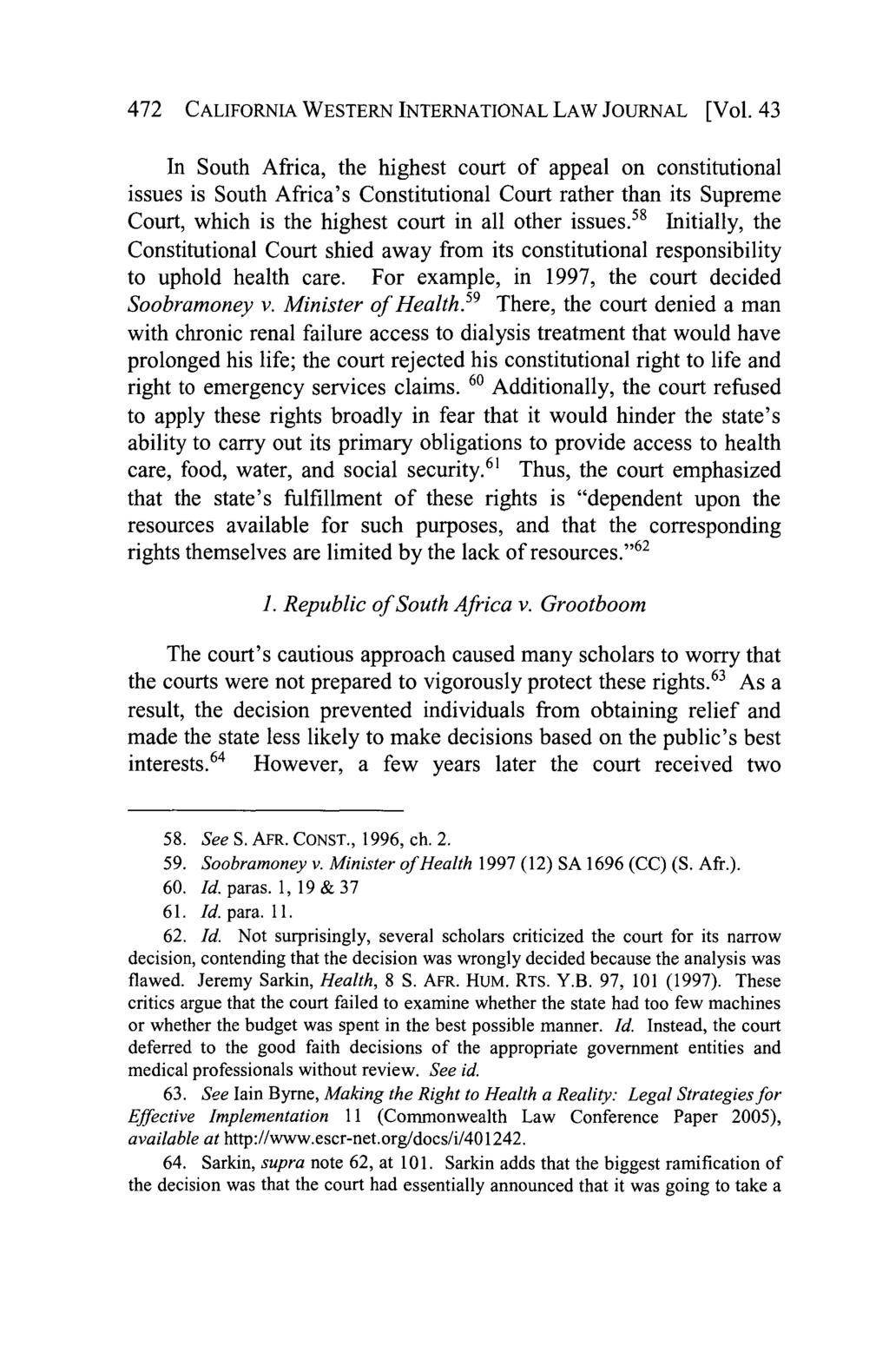 California Western International Law Journal, Vol. 43 [2012], No. 2, Art. 5 472 CALIFORNIA WESTERN INTERNATIONAL LAW JOURNAL [Vol.
