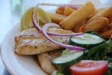 00 pp Grilled Pangasius fish, served with French fries and your choice of vegetables or salad Grilled black mushroom on a puff