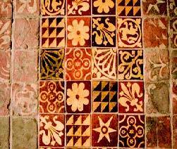 Glazed tile Date: 1517-1534 Found: Hampton Court kitchens Hampton Court Palace led the way in Tudor fashion with its brightly coloured décor.