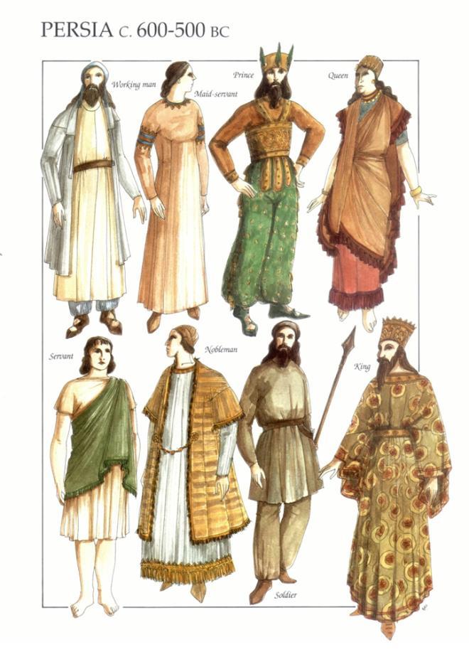 Persian wore a greater variety of footwear. They wore ankle boots with long toes that curled up to a point. Other boots that reached mid-calf ad had rounded toes.