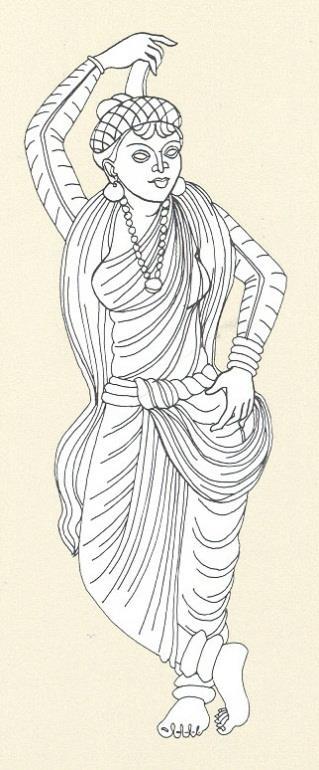 Sari-like garment which evolved from the Roman palla with the Indian