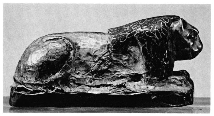13. Recumbent lion. Syro-Egyptian, ca. 14th century B.C.