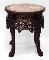 Lot 130 Lot 132 Lot 135 130 A LATE 19TH CENTURY CHINESE CARVED HARDWOOD STAND inset with a marble top, carved with foliage and vines.