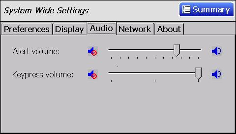 OBIS Scientific Remote - Display Slider to adjust volume of Key Click sound Slider to adjust volume of Alert sound (for announcing faults)